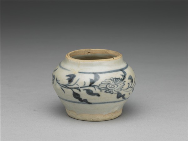 青花折枝菊花紋罐