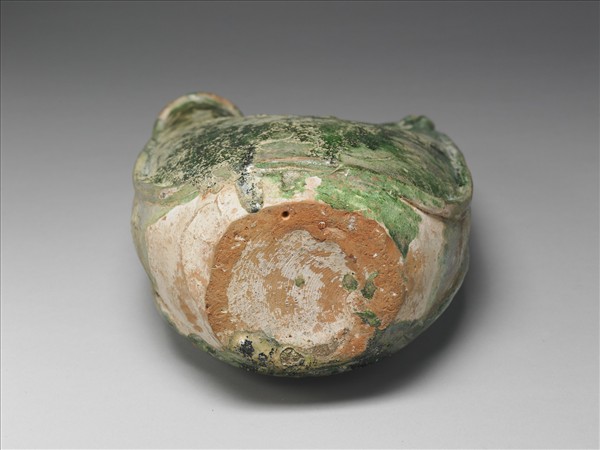 綠釉皮囊壺
