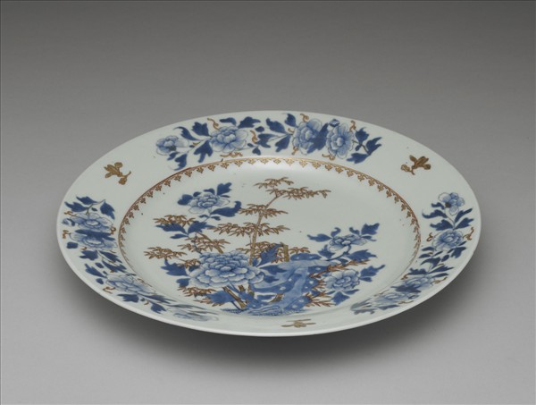 青花描金花卉紋盤