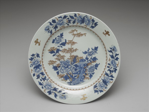 青花描金花卉紋盤