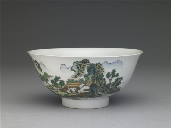 琺瑯彩山水人物圖碗