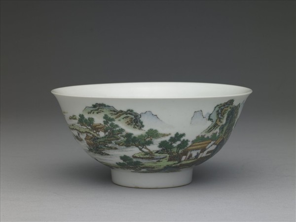 琺瑯彩山水人物圖碗
