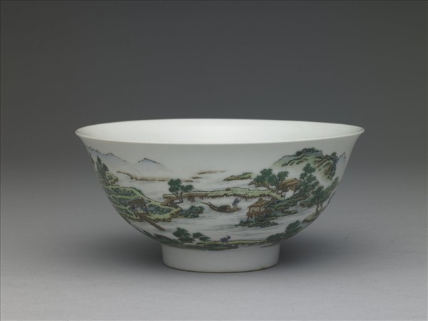 琺瑯彩山水人物圖碗