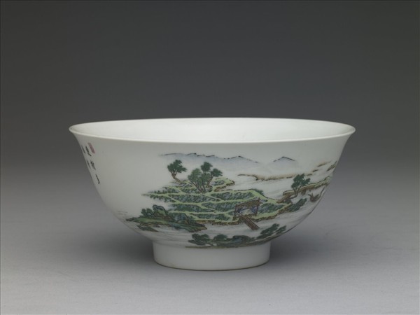 琺瑯彩山水人物圖碗