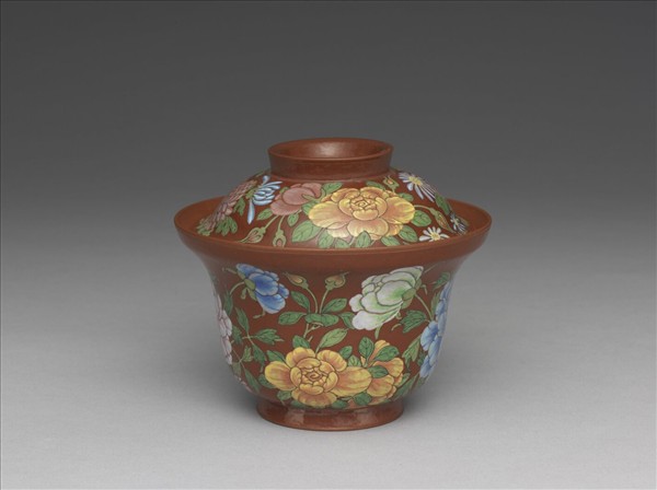 宜興胎畫琺瑯四季花卉蓋鍾