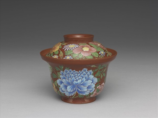 宜興胎畫琺瑯四季花卉蓋鍾