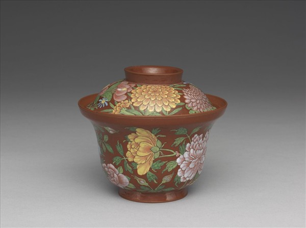 宜興胎畫琺瑯四季花卉蓋鍾