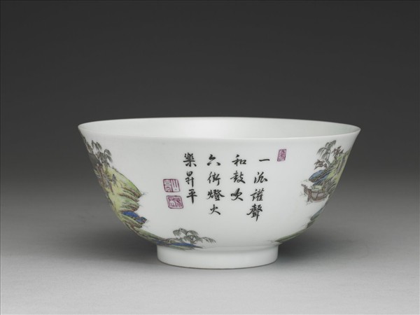 琺瑯彩燈火昇平碗