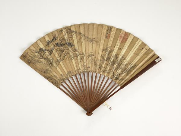 清乾隆御臨蘇軾聽琴詩帖孫世享畫劍閣圖　成扇　孫世享畫劍閣圖