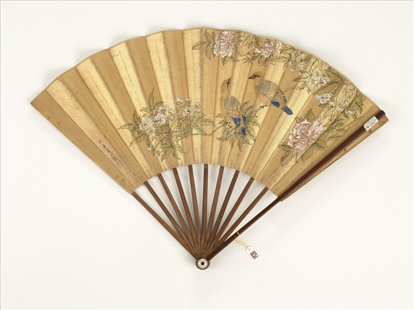 清乾隆御臨顏真卿乞米帖明仇英畫花鳥　成扇　清乾隆御臨顏真卿乞米帖