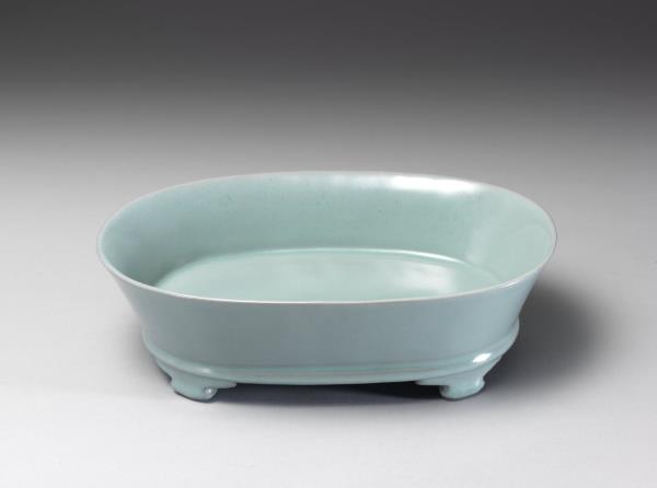 汝窯 青瓷無紋水仙盆