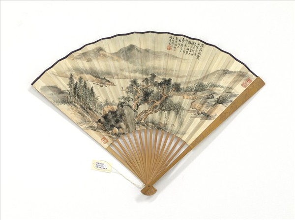 民國馮迥漁莊曉霽章梫草書詩句　成扇