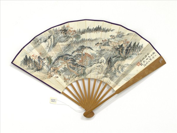 民國蕭愻山水徐世光行書錄東坡跋　成扇　蕭愻山水