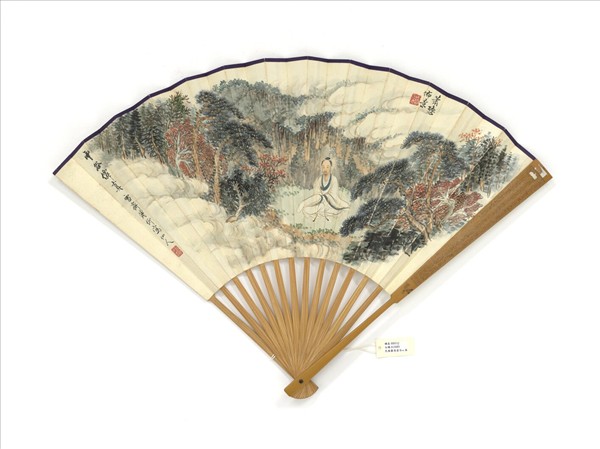 民國蕭愻溥伒合作雲谷僊真褚德彝四體書　成扇　褚德彝四體書