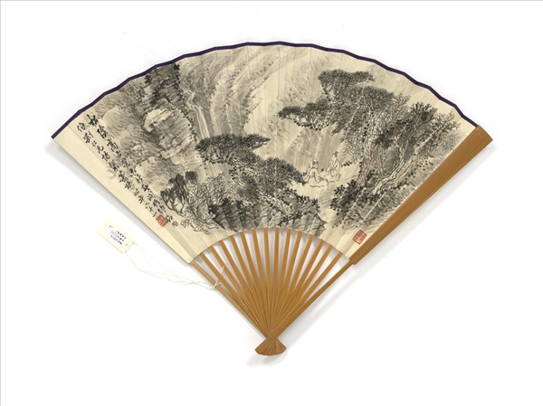 民國蕭愻松蔭高士張海若隸書杜甫江畔獨步尋花絕句七首　成扇　張海若隸書杜甫江畔獨步尋花絕句七首