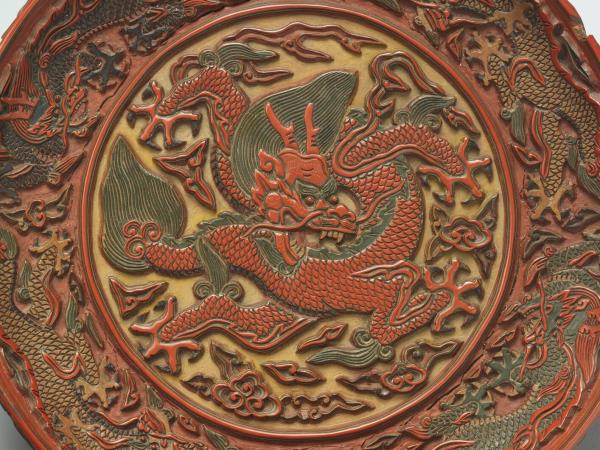 剔彩漆九龍圓盤