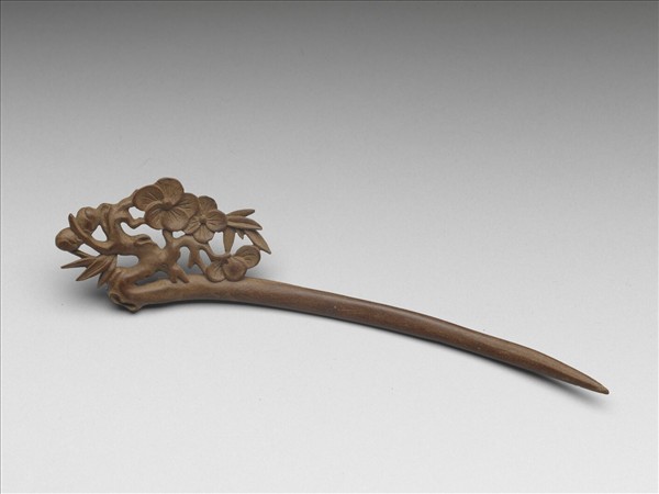 肉桂木雕三友簪