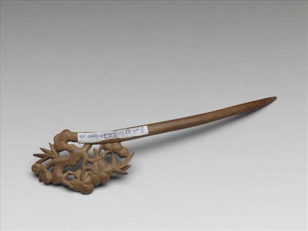 肉桂木雕三友簪