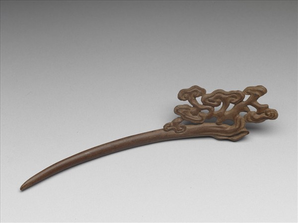 肉桂木雕靈芝簪