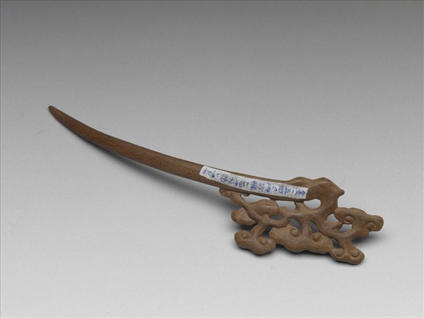 肉桂木雕靈芝簪