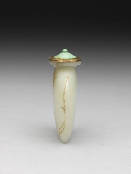 玉填金花卉鼻煙壺