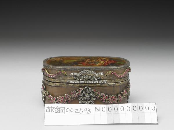 銀嵌寶石漆鼻煙盒