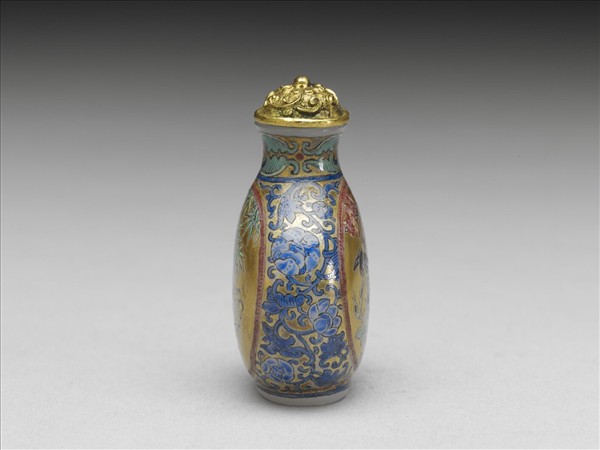 玻璃胎畫琺瑯花鳥紋鼻煙壺