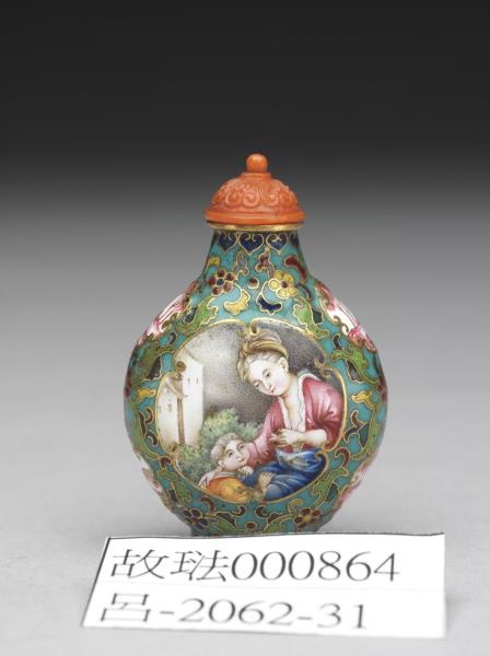 掐絲兼畫琺瑯西洋母子圖