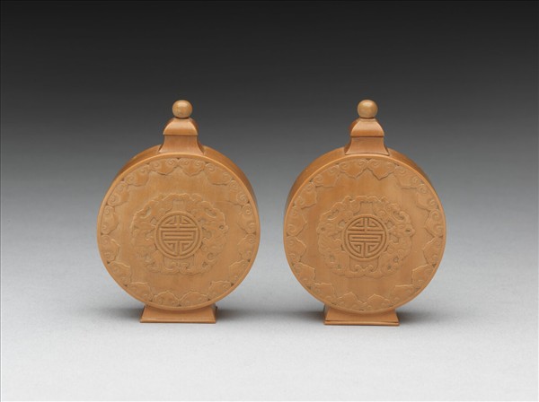 竹黃福壽如意鼻煙壺