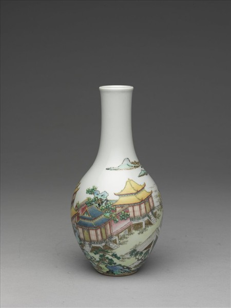 琺瑯彩龍舟圖膽瓶