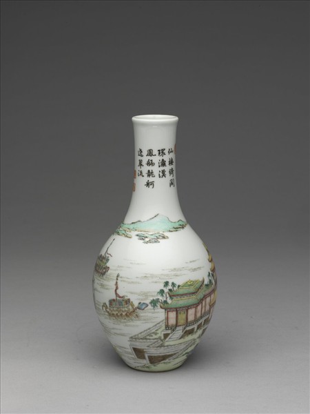 琺瑯彩龍舟圖膽瓶