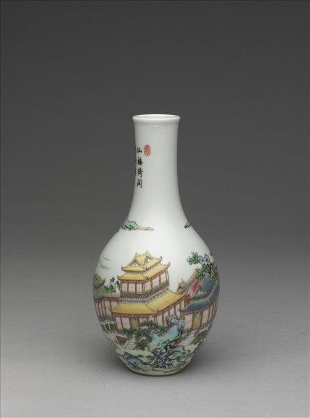 琺瑯彩龍舟圖膽瓶