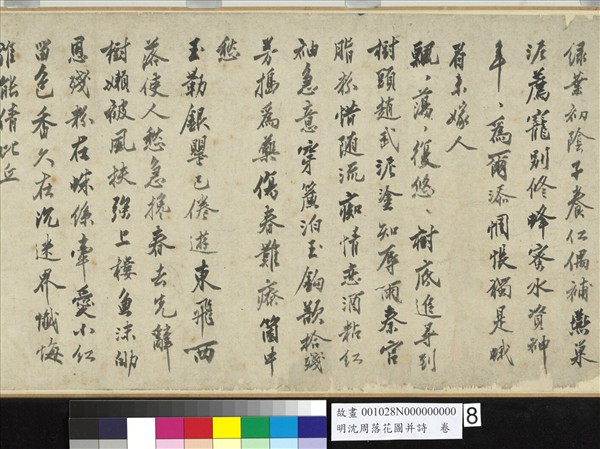 明沈周落花圖并詩　卷