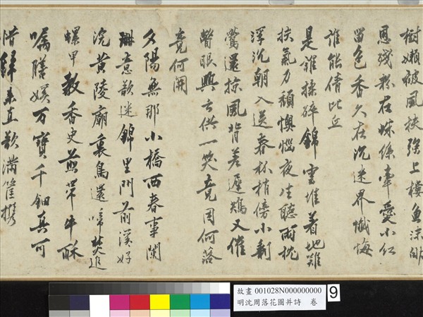 明沈周落花圖并詩　卷