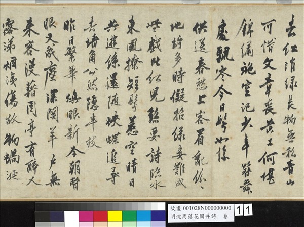 明沈周落花圖并詩　卷