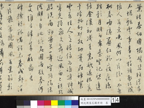 明沈周落花圖并詩　卷