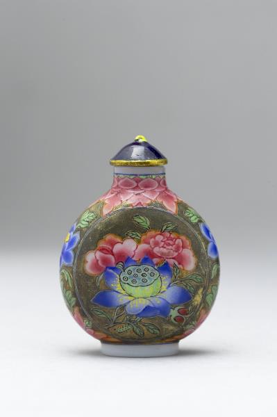 玻璃胎畫琺瑯富貴福壽紋鼻煙壺