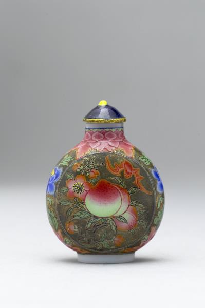 玻璃胎畫琺瑯富貴福壽紋鼻煙壺