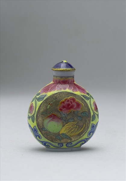 玻璃胎畫琺瑯福壽如意鼻煙壺