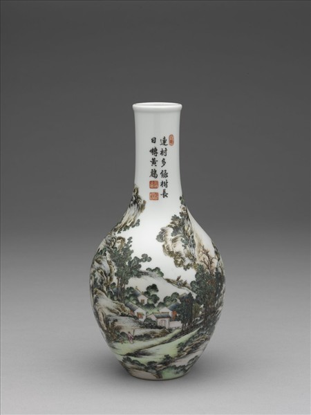 琺瑯彩山水膽瓶