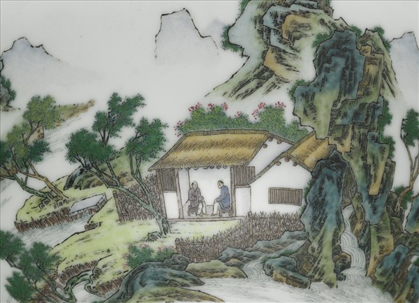 琺瑯彩山水人物圖碗