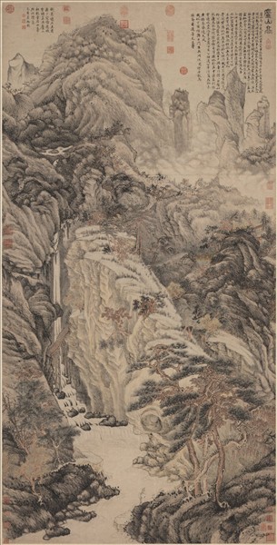 明沈周畫廬山高　軸