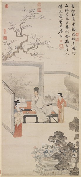 明唐寅倣唐人仕女　軸
