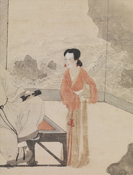 明唐寅倣唐人仕女　軸