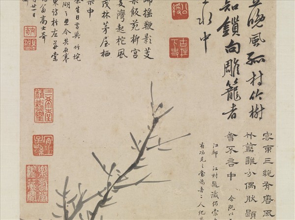 明姚綬畫寒林鸜鵒　軸