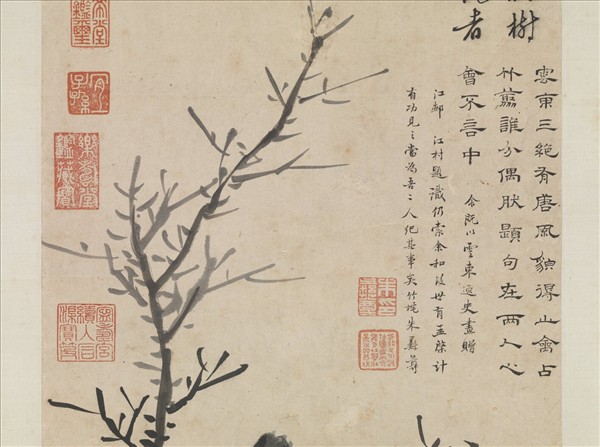 明姚綬畫寒林鸜鵒　軸