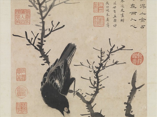 明姚綬畫寒林鸜鵒　軸
