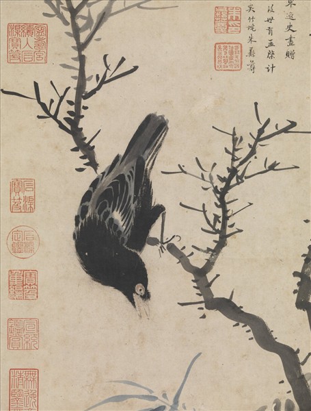 明姚綬畫寒林鸜鵒　軸