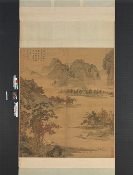明仇英秋江待渡　軸