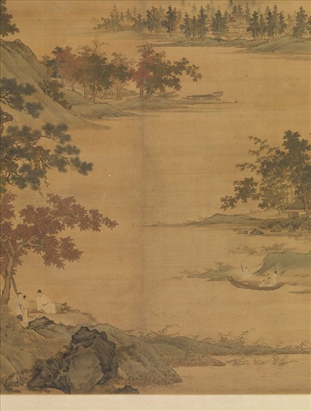 明仇英秋江待渡　軸